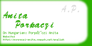 anita porpaczi business card